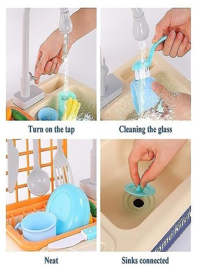 TEMSON Play Kitchen Dishwasher Toy with Running Water,Automatic Faucets and Tableware Accessories,Role Play Kitchen Sink Play Set(Multicolor) - Image 3